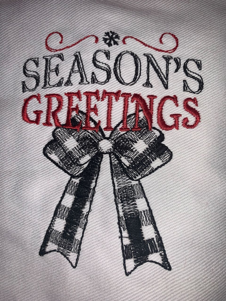Christmas Stocking - Seasons Greetings Plaid Bow