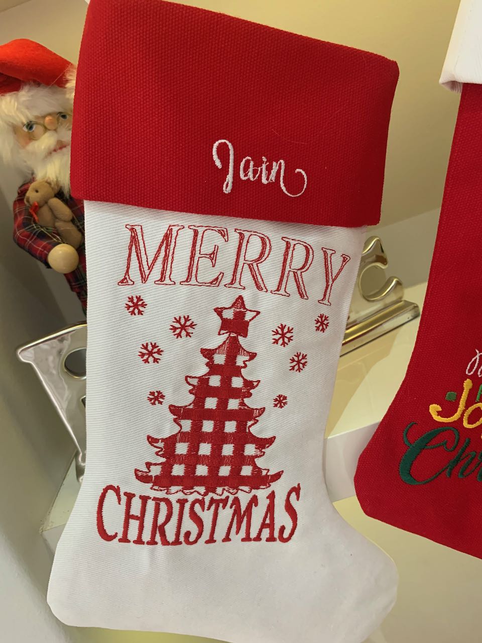 Christmas Stocking - Merry Christmas Plaid Tree