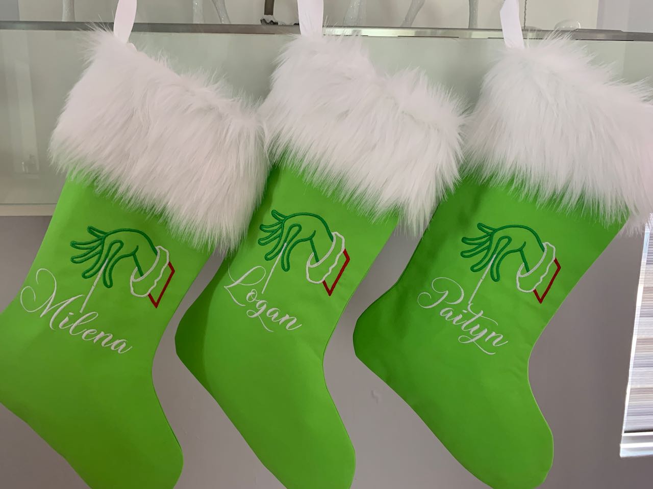 Christmas Stocking - Grinch with Name Ornament