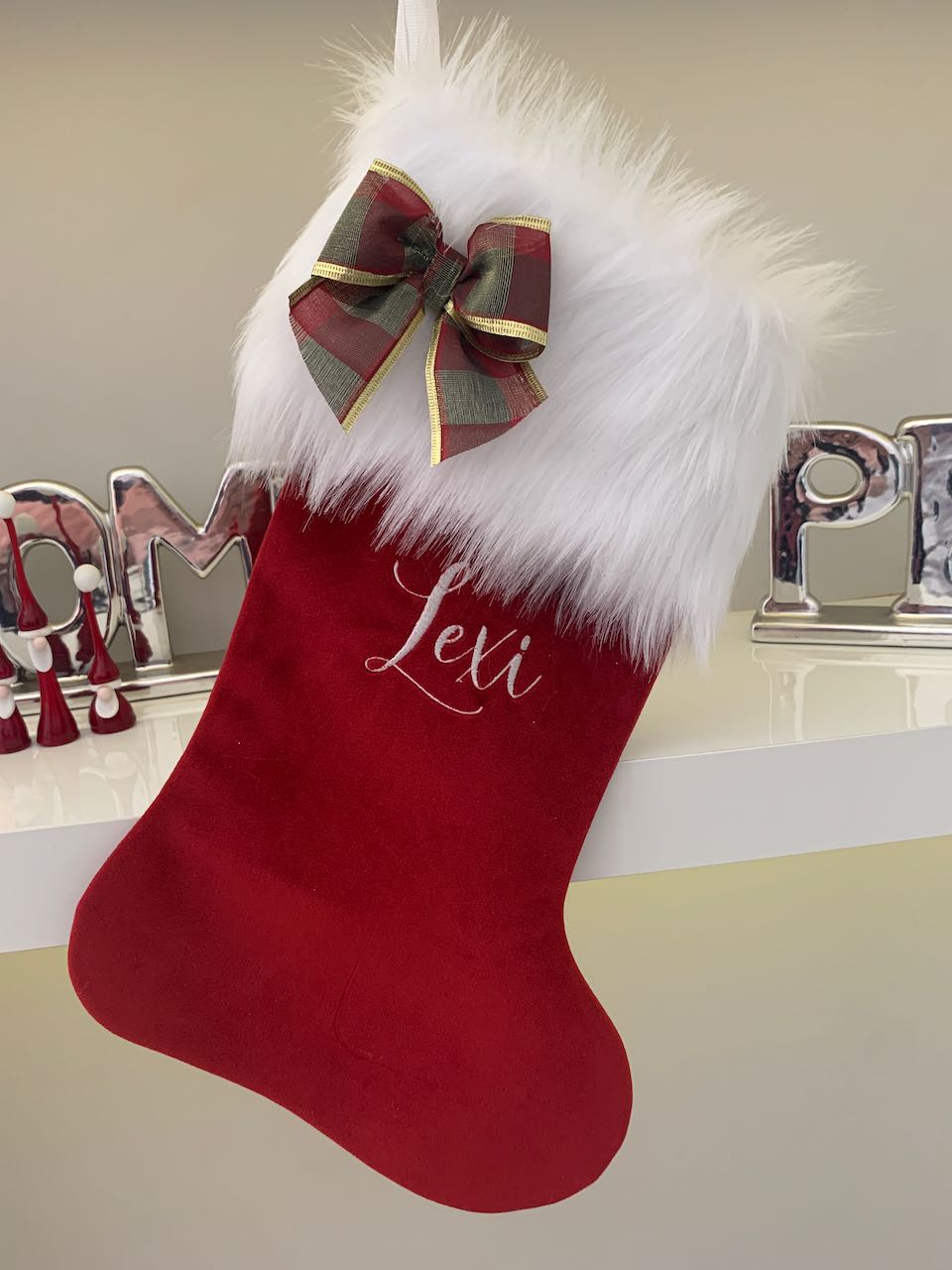 Christmas Stocking - Velvet with Faux Fur Cuff