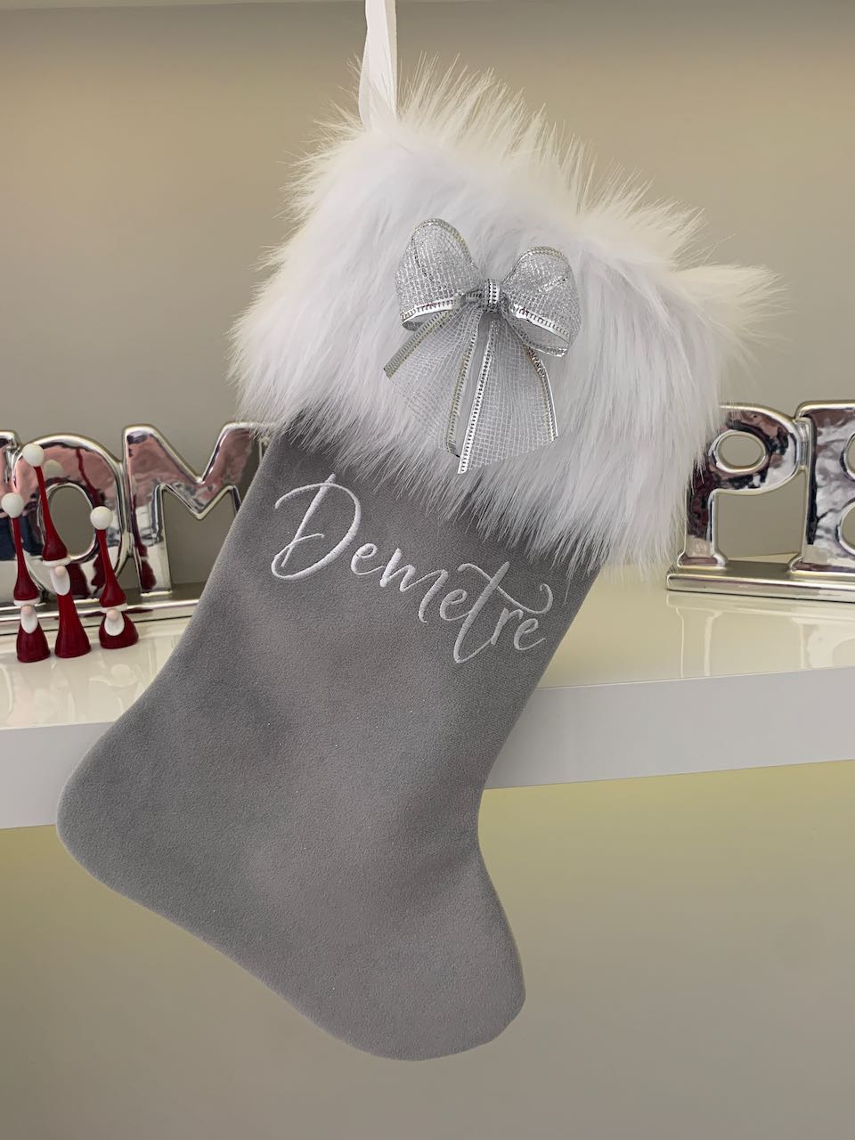 Christmas Stocking - Velvet with Faux Fur Cuff