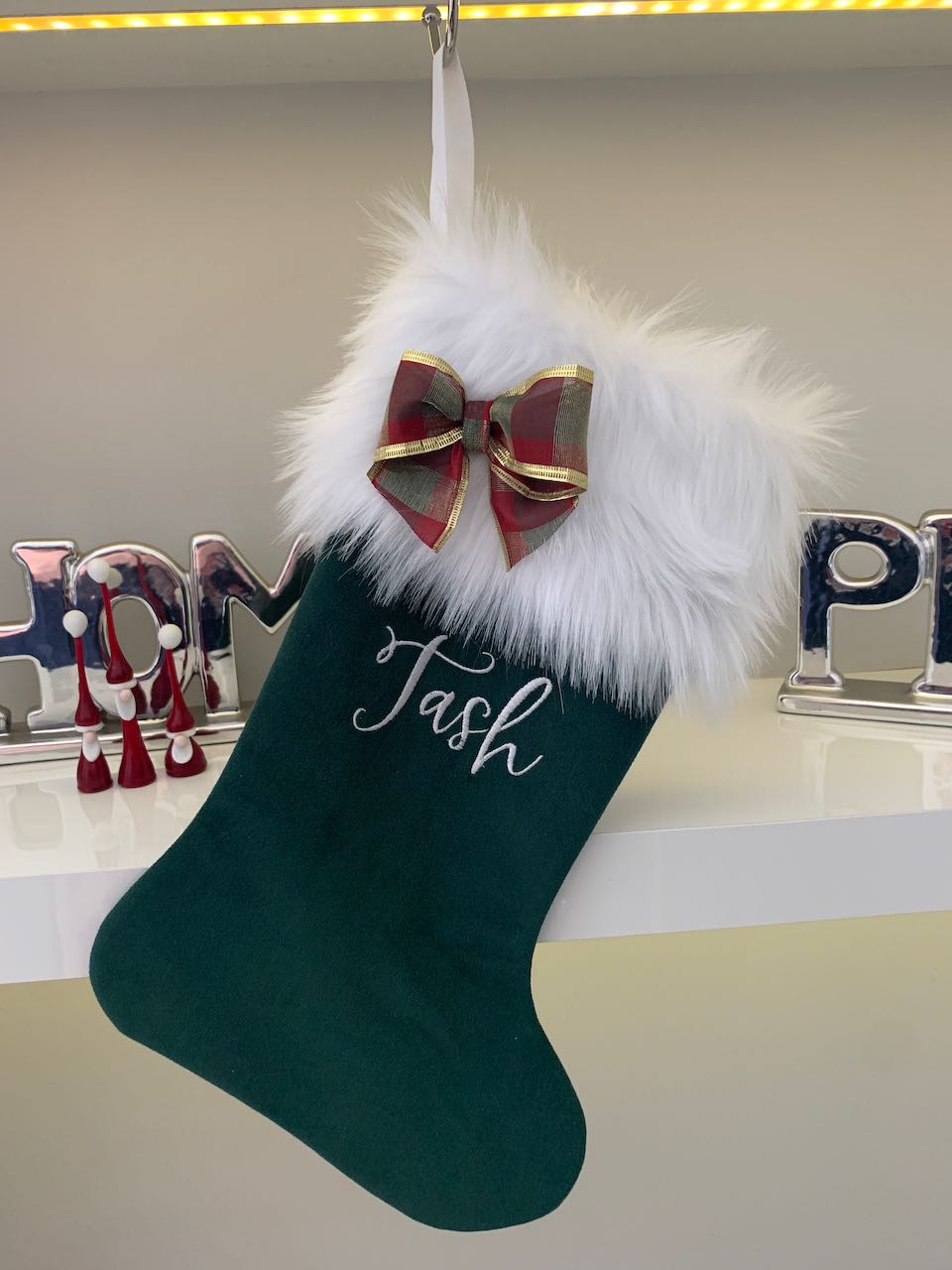 Christmas Stocking - Velvet with Faux Fur Cuff