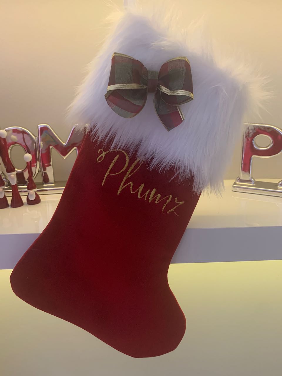 Christmas Stocking - Velvet with Faux Fur Cuff