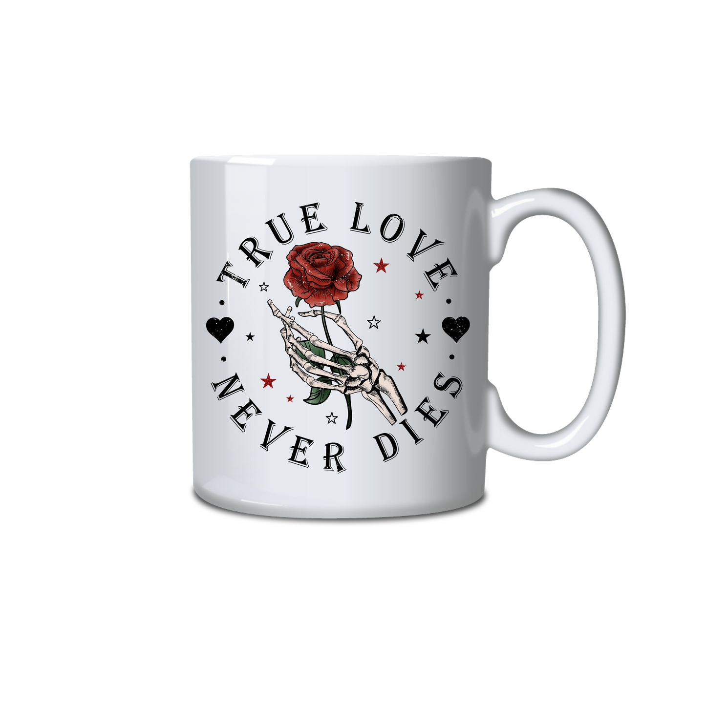 True Love Never Dies Hand Rose Skeleton