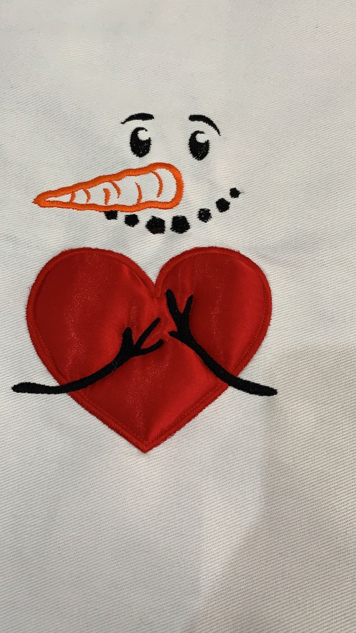 Christmas Stocking - Snowman with Red Heart