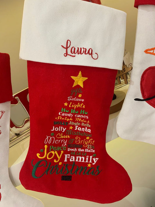 Christmas Stocking - Christmas Tree in Words