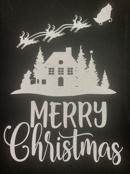 Christmas Stocking - Black and White Merry Christmas