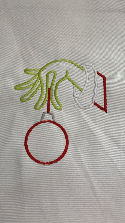 Christmas Stocking - Grinch Hand with Bauble