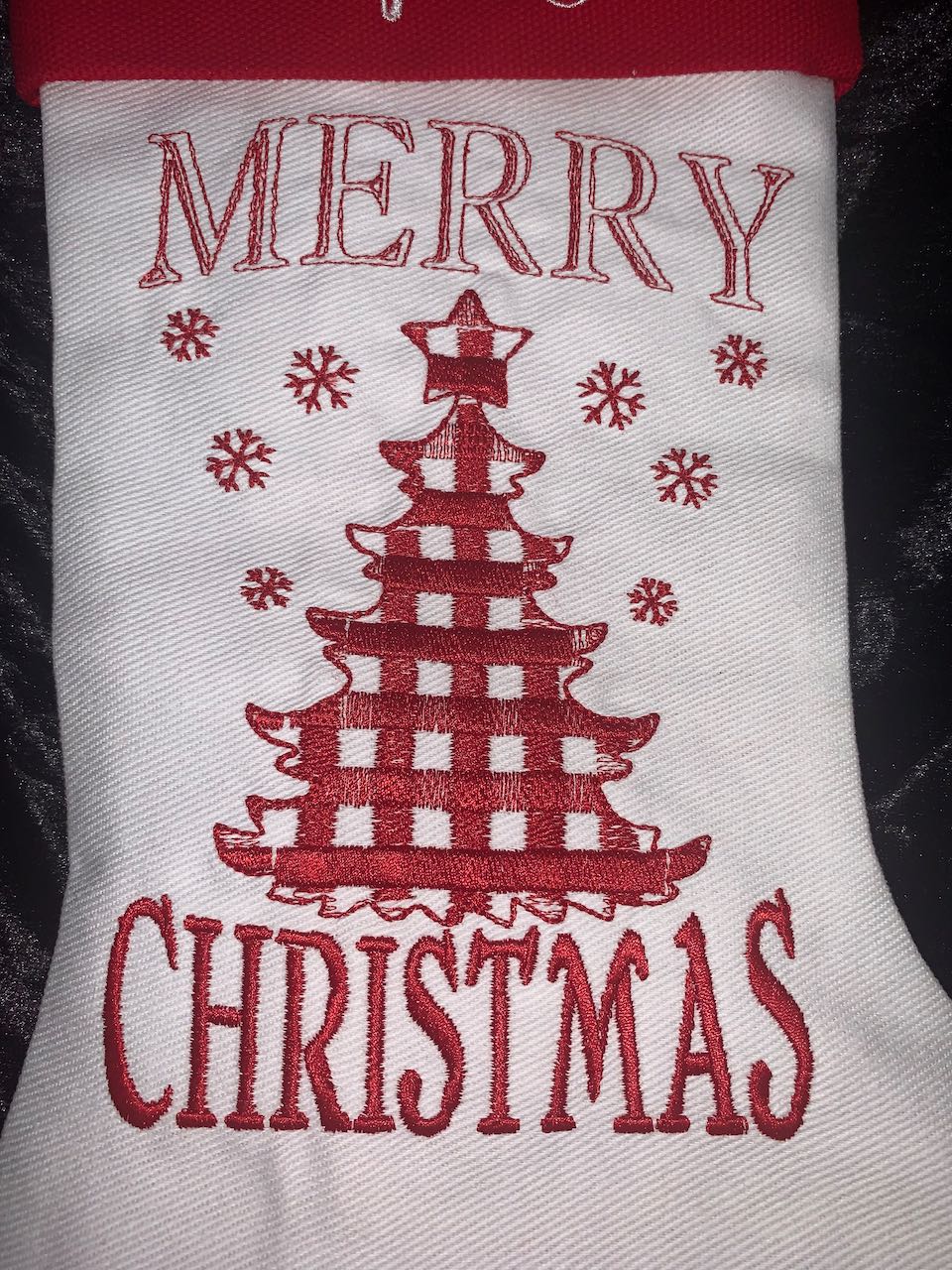 Christmas Stocking - Merry Christmas Plaid Tree