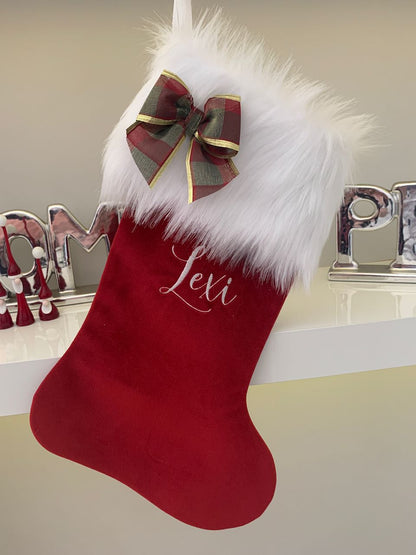 Christmas Stocking - Velvet with Faux Fur Cuff