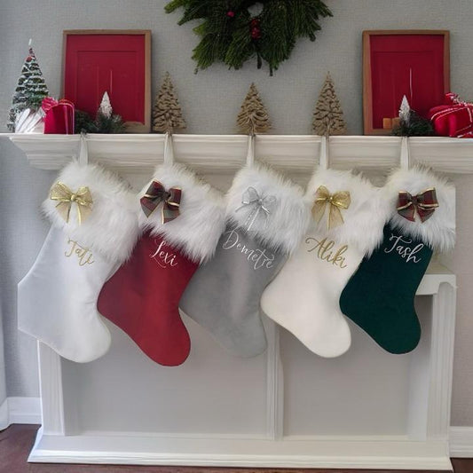 Christmas Stocking - Velvet with Faux Fur Cuff