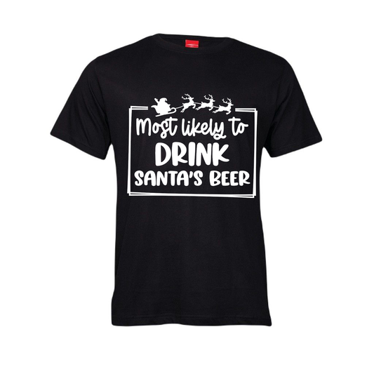 Christmas T-Shirt - Most Likely to drink Santa's beer